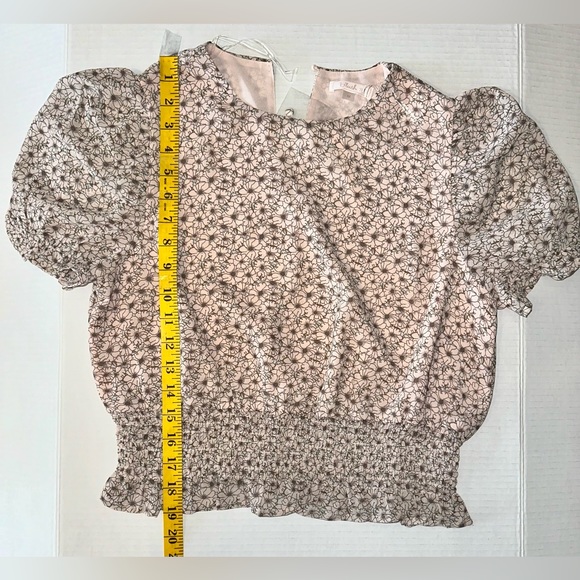Blush BJ Floral Cropped puffed short sleeve elastic waist NWT Med - Picture 2 of 8